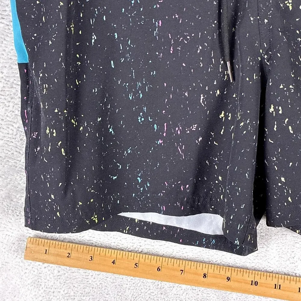 VTG Slunks Shorts Mens L Black Blue Pull On Performance Beach Volleyball Preppy